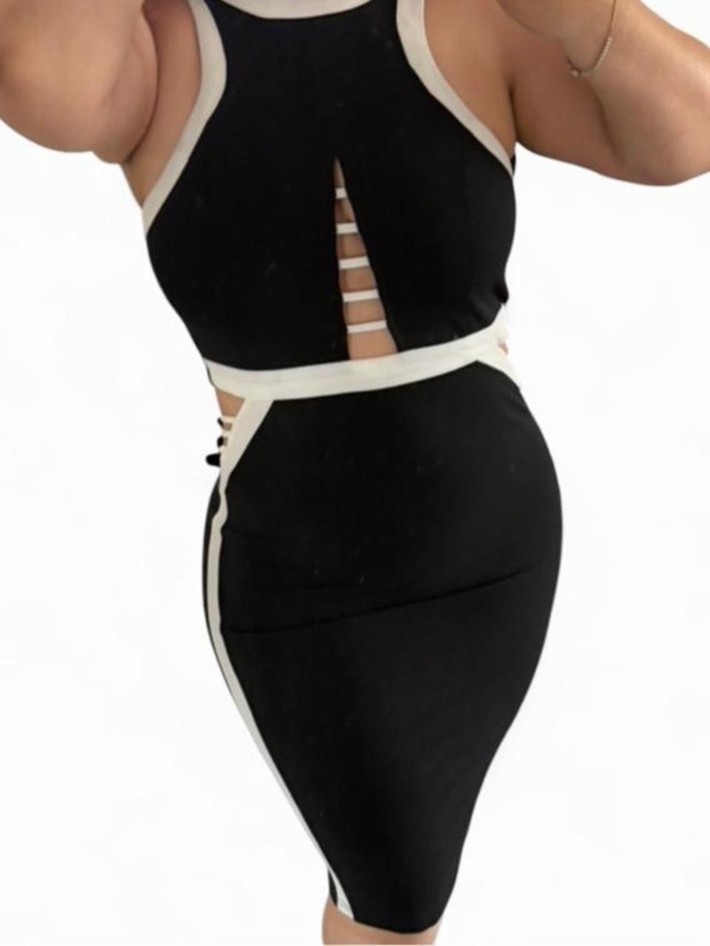 Black and White Cutout Bodycon Dress